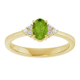 10K Gold Oval Natural Peridot & Lab-Grown Diamond Accented Ring – 6x4mm - Yellow Gold - view 3