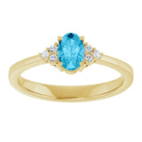 14K Gold Oval Lab-Grown Diamond Accented Ring - Yellow Gold - view 3
