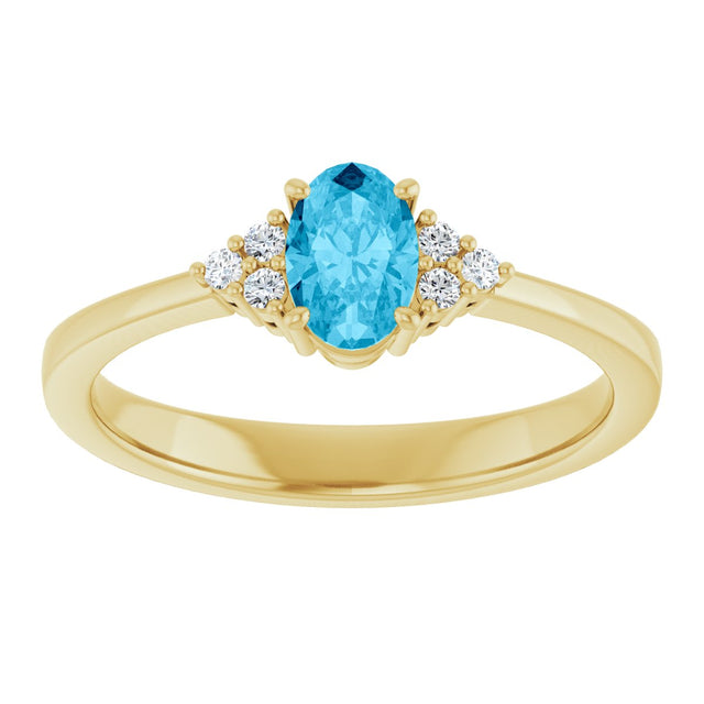 10K Gold Oval Lab-Grown Diamond Accented Ring - Yellow Gold - view 3