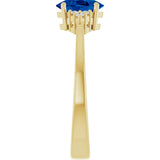 10K Gold Oval Lab-Grown Blue Sapphire & Lab-Grown Diamond Accented Ring – 6x4mm - Yellow Gold - view 4
