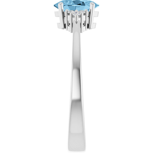 10K Gold Oval Natural Sky Blue Topaz & Lab-Grown Diamond Accented Ring – 6x4mm - White Gold - view 4