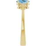 10K Gold Oval Natural Sky Blue Topaz & Lab-Grown Diamond Accented Ring – 6x4mm - Yellow Gold - view 4