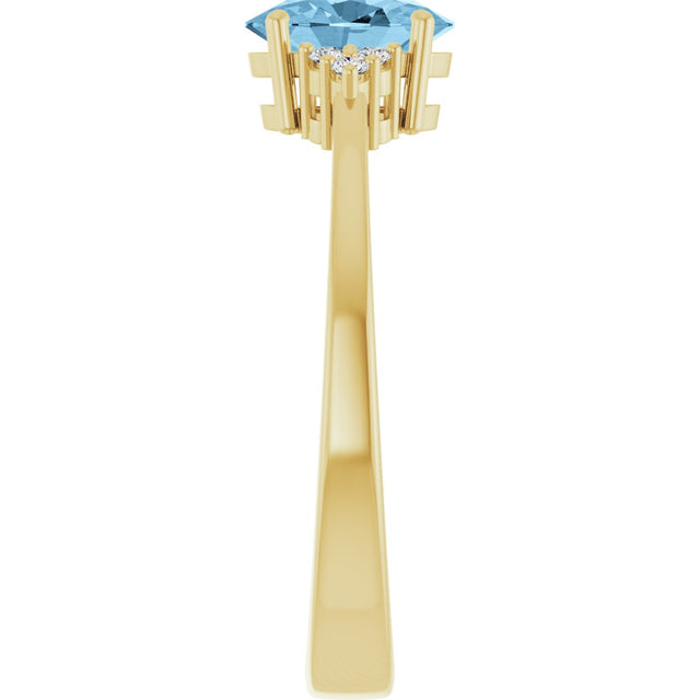 10K Gold Oval Natural Sky Blue Topaz & Lab-Grown Diamond Accented Ring – 6x4mm - Yellow Gold - view 4