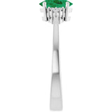 10K Gold Oval Lab-Grown Emerald & Lab-Grown Diamond Accented Ring – 6x4mm - White Gold - view 4
