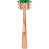 14K Gold Oval Lab-Grown Emerald & Lab-Grown Diamond Accented Ring – 6-8mm Stones - Rose Gold - view 4
