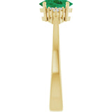 10K Gold Oval Lab-Grown Emerald & Lab-Grown Diamond Accented Ring – 6x4mm - Yellow Gold - view 4