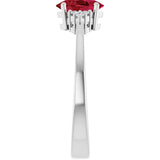 10K Gold Oval Lab-Grown Ruby & Lab-Grown Diamond Accented Ring – 6x4mm - White Gold - view 4