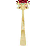 10K Gold Oval Lab-Grown Ruby & Lab-Grown Diamond Accented Ring – 6x4mm - Yellow Gold - view 4