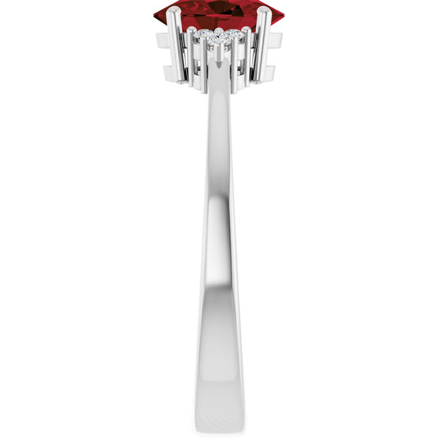 10K Gold Oval Natural Mozambique Garnet & Lab-Grown Diamond Accented Ring – 6x4mm - White Gold - view 4