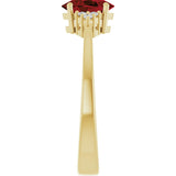 10K Gold Oval Natural Mozambique Garnet & Lab-Grown Diamond Accented Ring – 6x4mm - Yellow Gold - view 4