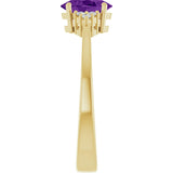 10K Gold Oval Natural Amethyst & Lab-Grown Diamond Accented Ring – 6x4mm - Yellow Gold - view 4