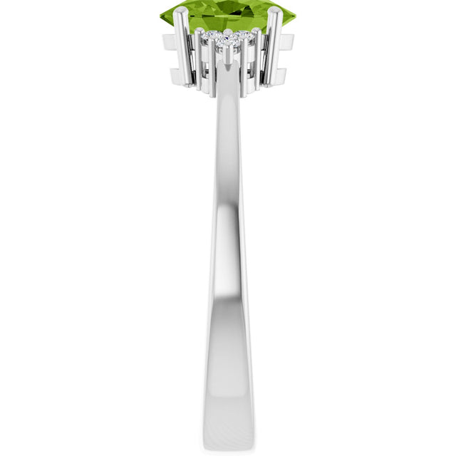 10K Gold Oval Natural Peridot & Lab-Grown Diamond Accented Ring – 6x4mm - White Gold - view 4