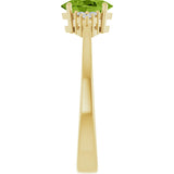 10K Gold Oval Natural Peridot & Lab-Grown Diamond Accented Ring – 6x4mm - Yellow Gold - view 4