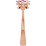 14K Gold Oval Natural Pink Morganite & Natural Diamond Accented Ring – 7mm Stones - view 4