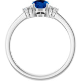 10K Gold Oval Lab-Grown Blue Sapphire & Lab-Grown Diamond Accented Ring – 6x4mm - White Gold - view 2