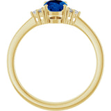10K Gold Oval Lab-Grown Blue Sapphire & Lab-Grown Diamond Accented Ring – 6x4mm - Yellow Gold - view 2