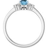 10K Gold Oval Natural Sky Blue Topaz & Lab-Grown Diamond Accented Ring – 6x4mm - White Gold - view 2
