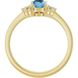 10K Gold Oval Natural Sky Blue Topaz & Lab-Grown Diamond Accented Ring – 6x4mm - Yellow Gold - view 2