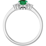 10K Gold Oval Lab-Grown Emerald & Lab-Grown Diamond Accented Ring – 6x4mm - White Gold - view 2
