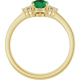 10K Gold Oval Lab-Grown Emerald & Lab-Grown Diamond Accented Ring – 6x4mm - Yellow Gold - view 2