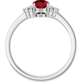 10K Gold Oval Lab-Grown Ruby & Lab-Grown Diamond Accented Ring – 6x4mm - White Gold - view 2