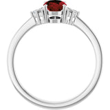 10K Gold Oval Natural Mozambique Garnet & Lab-Grown Diamond Accented Ring – 6x4mm - White Gold - view 2