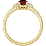 10K Gold Oval Natural Mozambique Garnet & Lab-Grown Diamond Accented Ring – 6x4mm - Yellow Gold - view 2