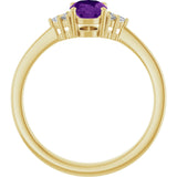 10K Gold Oval Natural Amethyst & Lab-Grown Diamond Accented Ring – 6x4mm - Yellow Gold - view 2