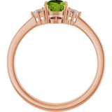14K Gold Oval Natural Peridot & Lab-Grown Diamond Accented Ring – 6x4mm - Rose Gold - view 2