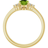 10K Gold Oval Natural Peridot & Lab-Grown Diamond Accented Ring – 6x4mm - Yellow Gold - view 2