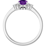 10K Gold Oval Natural Amethyst & Lab-Grown Diamond Accented Ring – 6x4mm - White Gold - view 2