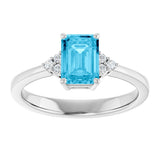 10K Gold Oval Lab-Grown Diamond Accented Ring - White Gold - view 3