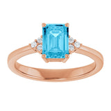 14K Gold Oval Lab-Grown Diamond Accented Ring - Rose Gold - view 3
