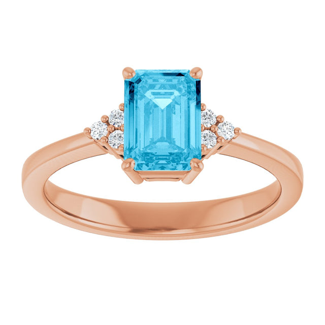 14K Gold Oval Lab-Grown Diamond Accented Ring - Rose Gold - view 3