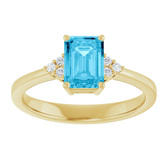 10K Gold Oval Lab-Grown Diamond Accented Ring - Yellow Gold - view 3