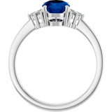 10K Gold Oval Lab-Grown Blue Sapphire & Lab-Grown Diamond Accented Ring – 6x4mm - White Gold - view 2