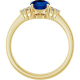 10K Gold Oval Lab-Grown Blue Sapphire & Lab-Grown Diamond Accented Ring – 6x4mm - Yellow Gold - view 2