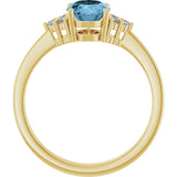 10K Gold Oval Natural Sky Blue Topaz & Lab-Grown Diamond Accented Ring – 6x4mm - Yellow Gold - view 2