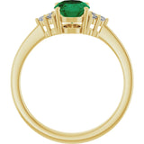 10K Gold Oval Lab-Grown Emerald & Lab-Grown Diamond Accented Ring – 6x4mm - Yellow Gold - view 2