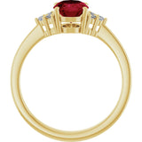 10K Gold Oval Lab-Grown Ruby & Lab-Grown Diamond Accented Ring – 6x4mm - Yellow Gold - view 2