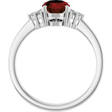 10K Gold Oval Natural Mozambique Garnet & Lab-Grown Diamond Accented Ring – 6x4mm - White Gold - view 2