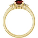 10K Gold Oval Natural Mozambique Garnet & Lab-Grown Diamond Accented Ring – 6x4mm - Yellow Gold - view 2