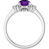 10K Gold Oval Natural Amethyst & Lab-Grown Diamond Accented Ring – 6x4mm - White Gold - view 2