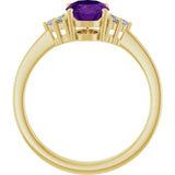 10K Gold Oval Natural Amethyst & Lab-Grown Diamond Accented Ring – 6x4mm - Yellow Gold - view 2