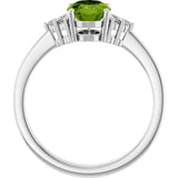 10K Gold Oval Natural Peridot & Lab-Grown Diamond Accented Ring – 6x4mm - White Gold - view 2