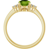 10K Gold Oval Natural Peridot & Lab-Grown Diamond Accented Ring – 6x4mm - Yellow Gold - view 2