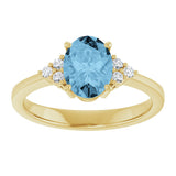 10K Gold Oval Natural Sky Blue Topaz & Lab-Grown Diamond Accented Ring – 6x4mm - Yellow Gold - view 3