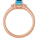 14K Gold Oval Lab-Grown Diamond Accented Ring - Rose Gold - view 2