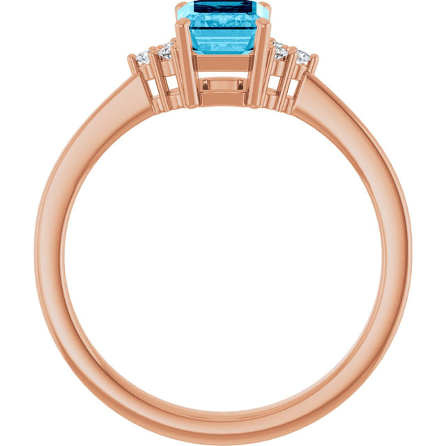 14K Gold Oval Lab-Grown Diamond Accented Ring - Rose Gold - view 2