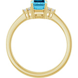 10K Gold Oval Lab-Grown Diamond Accented Ring - Yellow Gold - view 2